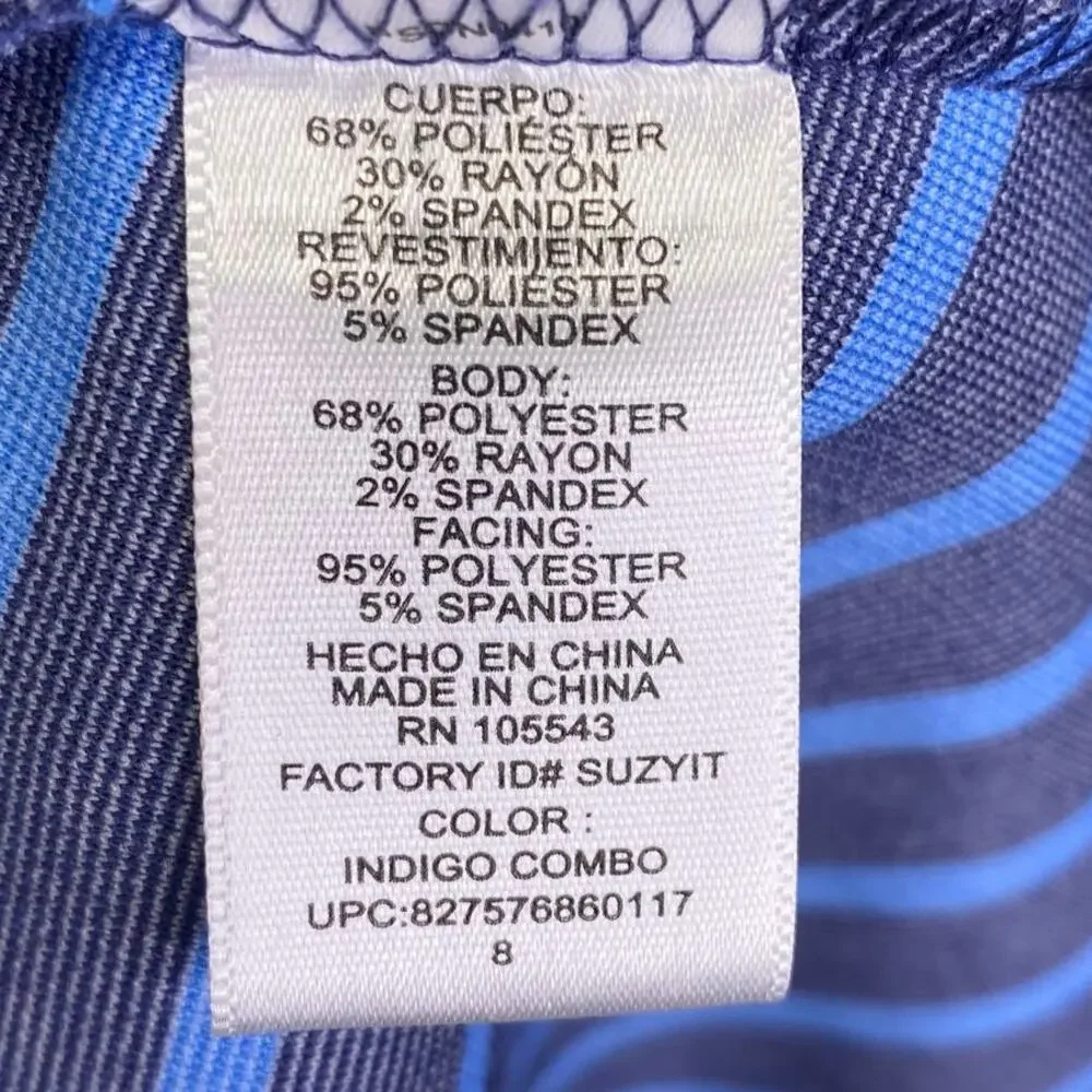 Peter Som Design Nation Size 8 Dress Blue Stripe Fit & Flair Jersey Knit V-Neck
